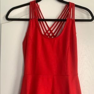 Red mid length dress